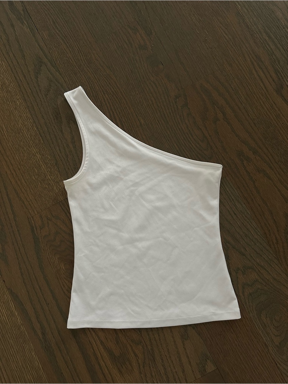 White One-Shoulder White Tank Top